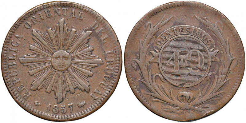 URUGUAY 40 Centesimos 1857 - KM 10 CU (g 32,93)
BB