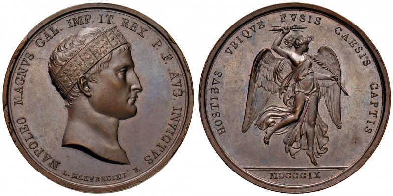 MEDAGLIE NAPOLEONICHE Medaglia 1809 HOSTIBVS VBIQVE FVSIS CAESIS CAPTIS - Opus: ...
