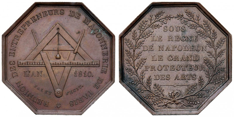 MEDAGLIE NAPOLEONICHE Gettone 1810 REUNION DES ENTREPRENEURS DE MACONNERIE DE PA...