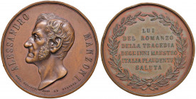 Alessandro Manzoni (1785-1873) Medaglia - Opus: Vagnetti - AE (g 70,35 - Ø 51 mm) Colpi al bordo
SPL