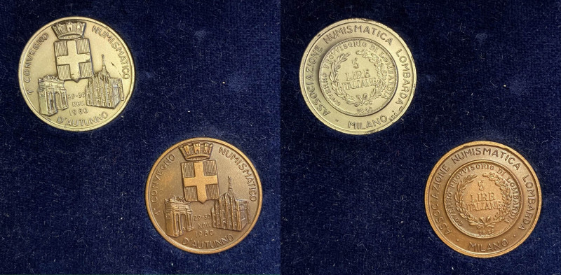 MILANO Medaglia 1980 Convegno Numismatico - AG (g 12,51 marcata 800); AE (g 10,4...
