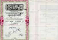 Credito Italiano già Banca di Genova 31/3/1983 (cert. 0522634 per 5 azioni)
SPL