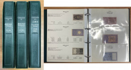 Album per banconote Regno d’Italia Masterphil in due volumi completo di custodie e di tutti gli inserti; raccogliotre per banconote della Repubblica I...