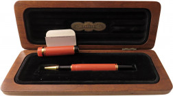 PARKER Penna a sfera - Corpo della penna in resina arancione, finiture e fermagli dorati. Penna nuova in scatola originale Parker Duofold come da foto...