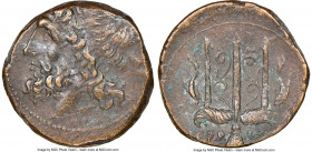 SICILY. Syracuse. Hieron II (ca. 275-215 BC). AE litra (18mm, 8h). NGC Choice VF. Head of Poseidon left, wearing taenia / ΙΕΡΩ-ΝΟΣ, trident head, dolp...