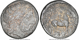 MACEDONIAN KINGDOM. Philip II (359-336 BC). AR tetradrachm (24mm, 14.14 gm, 12h). NGC Choice VF 5/5 - 2/5. Amphipolis III. Laureate head of Zeus right...