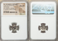 EUBOEA. Histiaea. Ca. 3rd-2nd centuries BC. AR tetrobol (14mm, 11h). NGC Choice VF. Head of nymph right, wearing vine-leaf crown, earring and necklace...