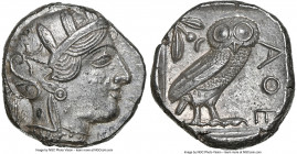 ATTICA. Athens. Ca. 440-404 BC. AR tetradrachm (24mm, 17.19 gm, 8h). NGC MS 5/5 - 3/5. Mid-mass coinage issue. Head of Athena right, wearing earring, ...