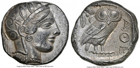 ATTICA. Athens. Ca. 440-404 BC. AR tetradrachm (23mm, 17.18 gm, 2h). NGC AU 5/5 - 4/5. Mid-mass coinage issue. Head of Athena right, wearing earring, ...