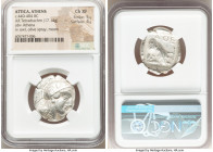 ATTICA. Athens. Ca. 440-404 BC. AR tetradrachm (26mm, 17.14 gm, 5h). NGC Choice XF 5/5 - 4/5. Mid-mass coinage issue. Head of Athena right, wearing ea...