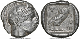 ATTICA. Athens. Ca. 440-404 BC. AR tetradrachm (24mm, 17.13 gm, 4h). NGC Choice XF 4/5 - 4/5. Mid-mass coinage issue. Head of Athena right, wearing ea...