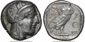 ATTICA. Athens. Ca. 440-404 BC. AR tetradrachm (23mm, 17.15 gm, 4h). NGC Choice XF 4/5 - 4/5. Mid-mass coinage issue. Head of Athena right, wearing ea...
