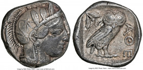 ATTICA. Athens. Ca. 440-404 BC. AR tetradrachm (24mm, 17.13 gm, 7h). NGC Choice VF 5/5 - 3/5. Mid-mass coinage issue. Head of Athena right, wearing ea...