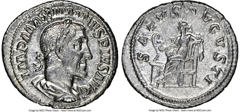 Maximinus I (AD 235-238). AR denarius (20mm, 3.26 gm, 7h). NGC AU 5/5 - 4/5. Rom...