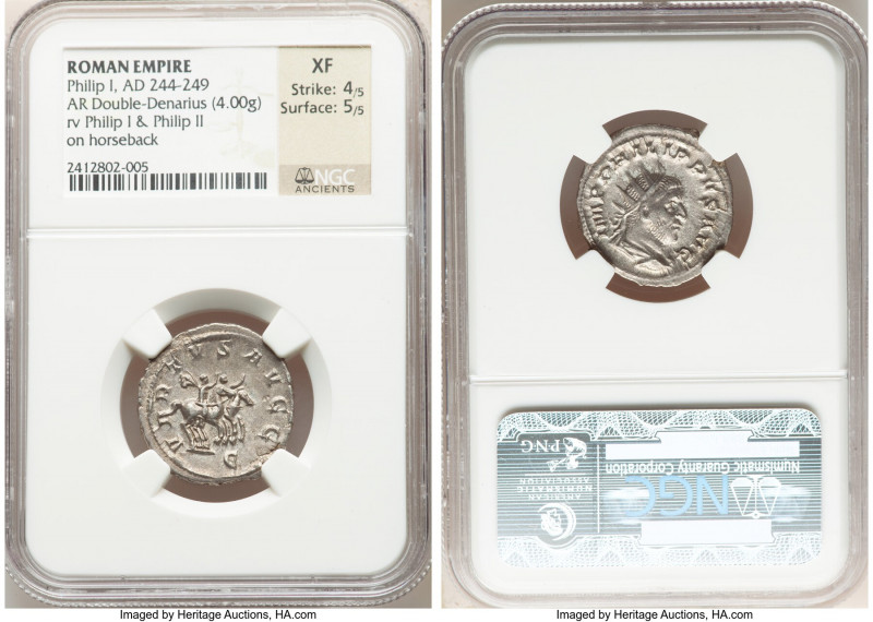 Philip I (AD 244-249). AR antoninianus (22mm, 4.00 gm, 6h). NGC XF 4/5 - 5/5. Ro...