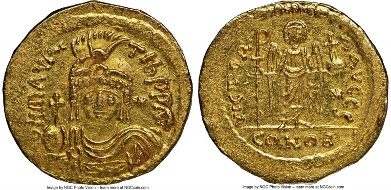 Maurice Tiberius (AD 582-602). AV light-weight solidus of 23 siliquae (21mm, 4.1...