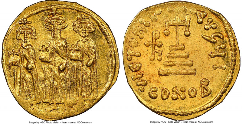 Heraclius (AD 610-641), with Heraclius Constantine and Heraclonas. AV solidus (2...