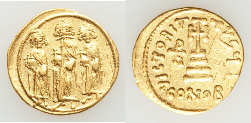 Heraclius (AD 610-641), with Heraclius Constantine and Heraclonas. AV solidus (2...