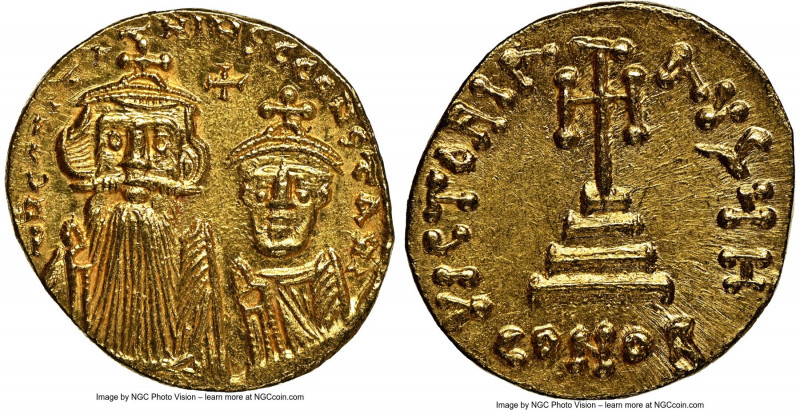 Constans II Pogonatus (AD 641-668), and Constantine IV. AV solidus (20mm, 4.39 g...