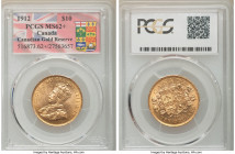 George V gold 10 Dollars 1912 MS62+ PCGS, Ottawa mint, KM27. Canadian Gold Reserve holder tag. AGW 0.4837 oz. 

HID09801242017

© 2020 Heritage Au...