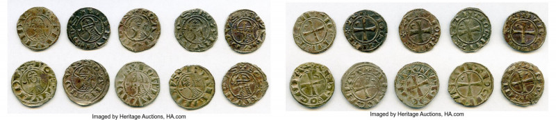 Principality of Antioch 10-Piece Lot of Uncertified Bohemond Era "Helmet" Denier...