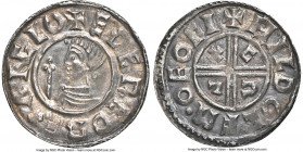 Kings of All England. Aethelred II (978-1016) Penny ND (c. 991-997) AU58 NGC, York mint, Hildulf as moneyer, Crux type. S-1148., N-770. 1.09gm. Qualit...