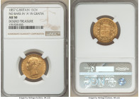 Victoria gold Sovereign 1857 AU50 NGC, KM736.1, S-3852D. No bars in "A" in GRATIA. Recovered from the Douro shipwreck, which sank in a collision off t...