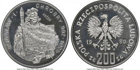 People's Republic nickel Proof Proba "Boleslaw I Chirobry" 200 zlotych 1980-MW PR68 Ultra Cameo NGC, Warsaw mint, KM-Pr414, P-431B. Mintage: 500. Poli...