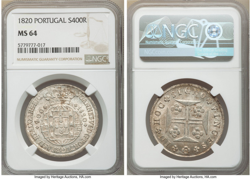 João VI 400 Reis 1820 MS64 NGC, Lisbon mint, KM358. 

HID09801242017

© 2020...