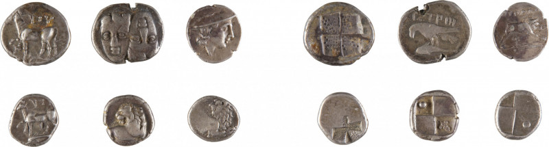 MONDE GREC
Ensemble de six monnaies comprenant
THRACE CHERCHONESE
Tetroboles...