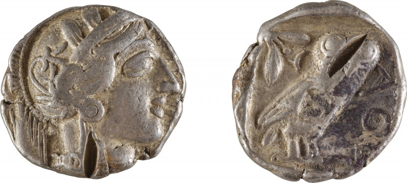 ATTIQUE ATHENES
Tetradrachme
A/ Tête d’Athéna à droite
R/ Chouette
420-404 a...