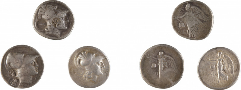 PAMPHYLIE SIDE
Tétradrachme
Lot de 3 monnaies
A/ Tête d’Athéna à droite
R/ N...
