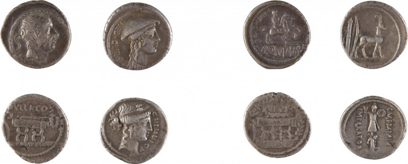 REPUBLIQUE ROMAINE
Ensemble de quatre monnaies comprenant :
MEMMIA
Denier
A/...