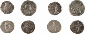 EMPIRE ROMAIN
Ensemble de quatre monnaies comprenant :
AELIUS
Denier
A/ Tête d’Aélius nue
R/ Pietas sacrifiant au dessus d’un autel
137 après J....
