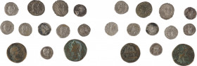 ROME
Ensemble de 10 monnaies comprenant deniers ou antoniniens de Caracalla, Geta, Marc Aurèle, Postume, Hadrien, Restution de Trajan Dèce, Vitelius…...
