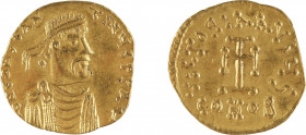 CONSTANTIN IV, HÉRACLIUS et TIBÈRE
Trémissis
A/ Buste de l’empereur à droite
R/ Croix potencée
668-681
Or 1.43 gr
Estimation: 150/180 EUR