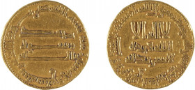 CALIFAT DE BAGDAD
Dinar probablement pour Al Mahdi, dynastie des abbassides
Or 4.24 gr
Estimation: 150/180 EUR