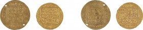 AFRIQUE DU NORD
Ensemble de deux monnaies arabes médiévales
Or 4.58 et 4.25 gr (trouée)
Estimation: 160/180 EUR