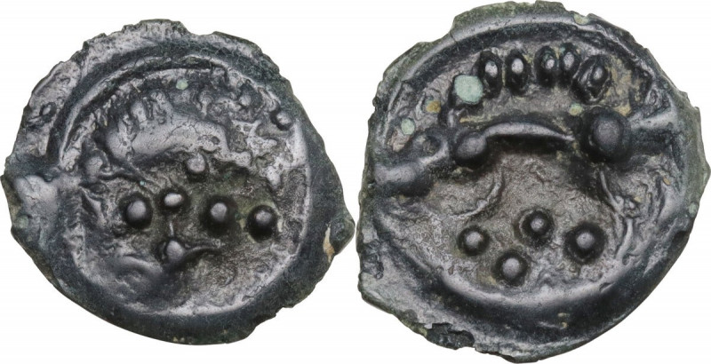 Celtic World. Gaul. Aulerci Cenomani. Potin 17 mm, 1st century BC. D&T 2479-2480...