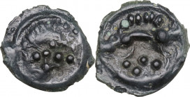 Celtic World. Gaul. Aulerci Cenomani. Potin 17 mm, 1st century BC. D&T 2479-2480. AE. 2.31 g. 17.00 mm. VF.