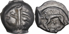 Celtic World. Gaul. Leuci. Potin Unit, 100-50 BC. D&T 225-227 classe I b. AE. 5.20 g. 20.00 mm. VF.