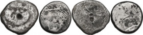Greek Italy. Etruria, Populonia. Lot of 2 AR 20 Asses, 211-200 BC. HN Italy 152. AR. About F.