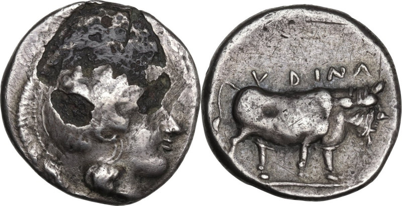 Greek Italy. Northern Apulia, Hyrium. Fourrée Didrachm, c. 400-350 BC. HGC 1 435...
