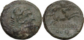 Greek Italy. Eastern Italy, Larinum. AE Teruncius, 210-175 BC. HN Italy 627; HGC 1 519. AE. 6.42 g. 20.00 mm. R. VF.
