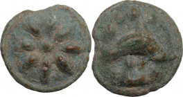 Greek Italy. Northern Apulia, Luceria. Light series. AE Cast Teruncius, c. 217-212 BC. HN Italy 677c; Vecchi ICC 347. AR. 21.46 g. 28.00 mm. VF.