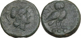 Greek Italy. Northern Apulia, Teate. AE Teruncius, 225-200 BC. HGC 1 657; HN Italy 702b. AE. 14.59 g. 23.00 mm. About VF.