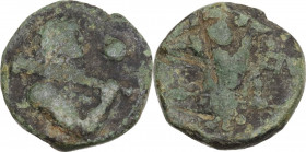 Greek Italy. Northern Apulia, Venusia. AE Uncia, c. 210 BC. HGC 1 672; HN Italy 716. AE. 5.38 g. 18.00 mm. R. Rare type. Green patina. F.