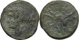 Greek Italy. Northern Apulia, Venusia. AE Teruncius, c. 210-200 BC. HN Italy 721; HGC 1 677; SNG ANS 764. AE. 11.46 g. 23.80 mm. Scarce. Light green p...