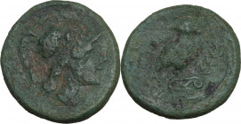 Greek Italy. Southern Apulia, Azetium. AE 20 mm, 300-275 BC. HGC 1 550; HN Italy 727. AE. 5.67 g. 20.00 mm. Green patina. Good F.