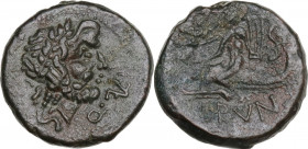 Greek Italy. Southern Apulia, Brundisium. AE Semis, Semuncial standard, 2nd century BC. HGC 1 699; HN Italy 749. AE. 9.38 g. 21.00 mm. EF/About EF.